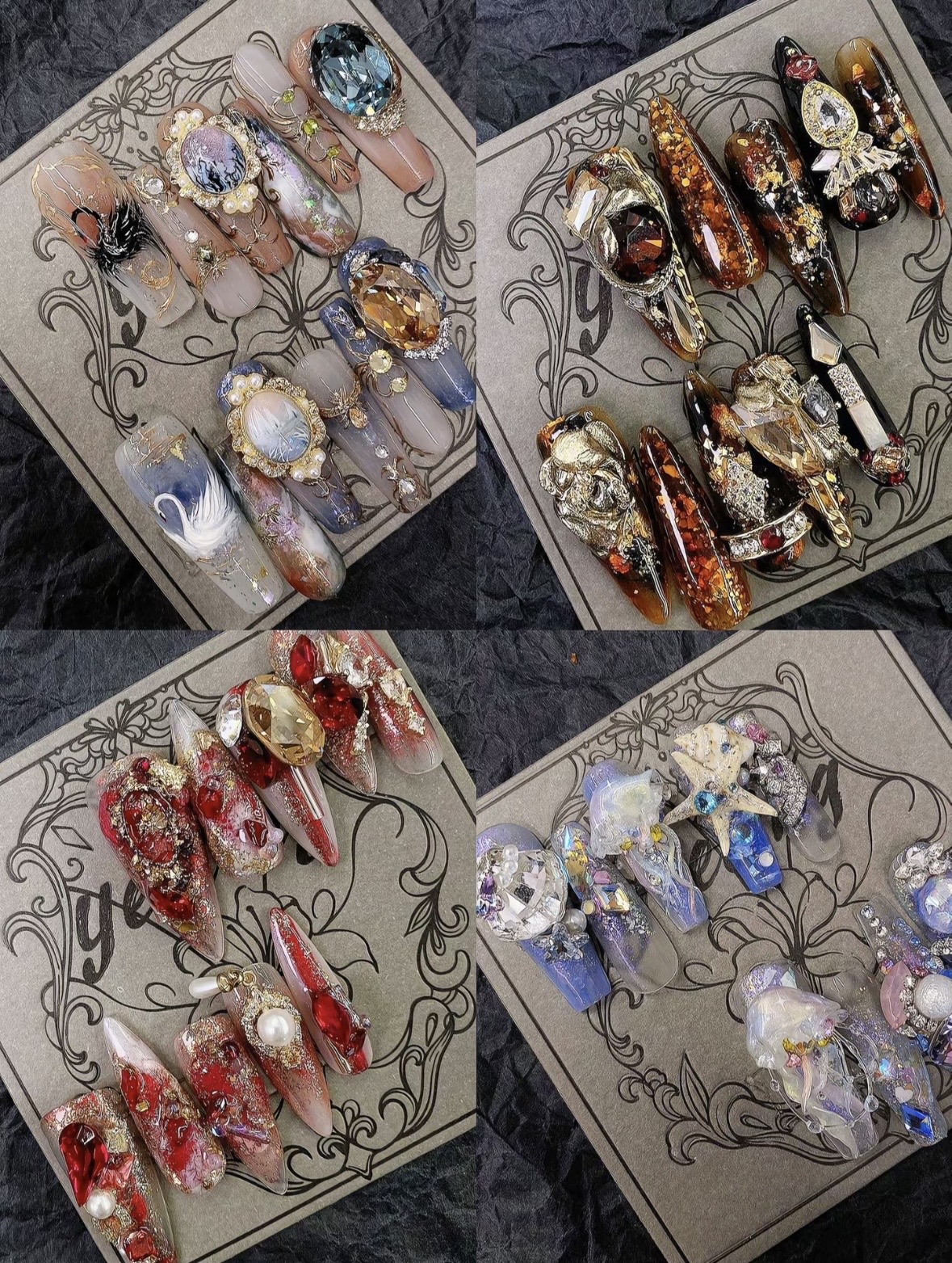 Gem Myth couture press-on nail custom reference