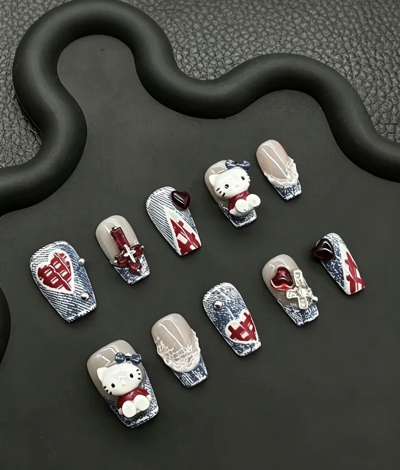 Denim Romance press-on nail style reference