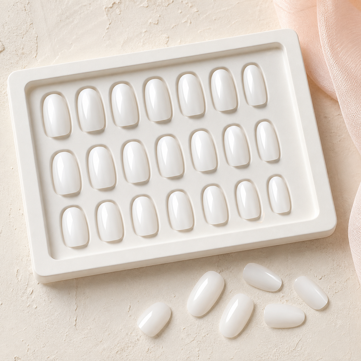 Milky White Oval Press-On Nails